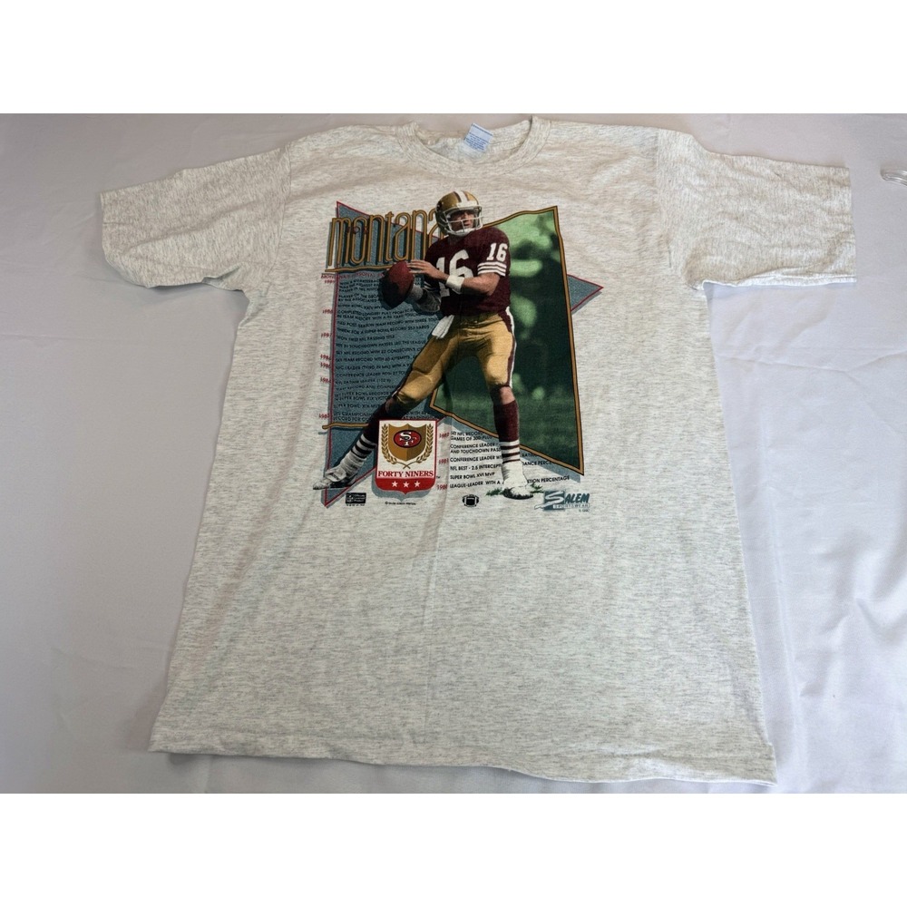 1987 Salem Sportswear Joe Montana SF 49ers T-Shirt Size Large NFL Single Stitch‎